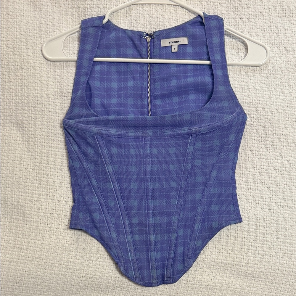 Miaou Blue and lavender Checkered women’s corset top size small